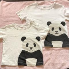 値下げ！無印良品 Tシャツ 兄妹 80&100 パンダのサムネイル