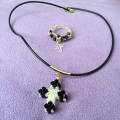 新品未使用^o^ビーズクロスネックレス&指輪のサムネイル