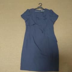 値下げ!フォーマルシフォンフリルネイビーワンピースのサムネイル