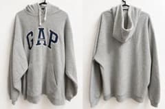 【美品】90s OLD GAP 紺タグ フリースパーカー 刺繍ロゴ 霜降りMのサムネイル