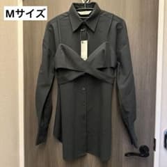 【新品未使用】GU×rokhビスチェコンビネーションシャツ M ダークグリーンのサムネイル