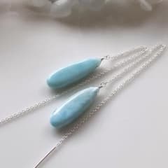 一点物✧ラリマーアメリカンピアス✧ロングペアシェイプ✧silver925 