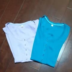 新品　リブTシャツ　2枚組　ラベンダー　ターコイズブルー　Mサイズのサムネイル
