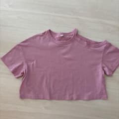 GU オープンショルダーTシャツ ピンク キッズLのサムネイル