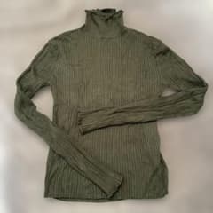 ZARA リブ編みタートルネックセーター Mサイズ オリーブグリーンのサムネイル