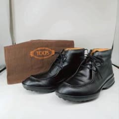 美品】トッズ レザー チャッカブーツ ブラック ラバーソール 6 1/2