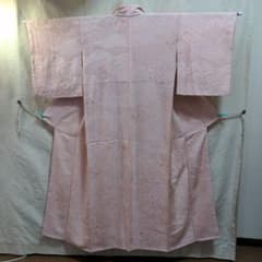 4r216 着物　正絹　袷　小紋　青　ピンク　白　花柄　和装 hl-clmdn-km-i304.jpg