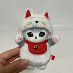 福を呼ぶ可愛さ！mofusand 招き猫マスコット（タグ付き美品）