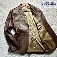 極美品】TEIJIN レザーテーラードジャケット 羊 ブラウン LL シープ