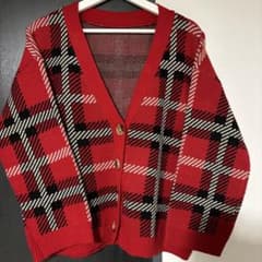 Rouje Paris RONNYカーディガン 36 半袖 チェック 赤 Rouje Paris RONNYカーディガン 36 半袖 チェック 赤 Rouje