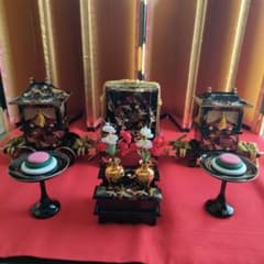 雛道具 雛人形 木製品 40号 舞 (寿) 蒔絵付 (6点セット)未使用品