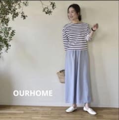 OURHOME リネン風ワイドパンツ ペールブルーのサムネイル