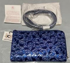 新品未使用COCCO FIORE ショルダー ポーチ2WAYブルー 薔薇 ローズ 