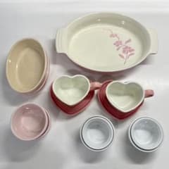 ル・クルーゼ　ストーンウェア(ピンク＆ホワイト) セットのサムネイル
