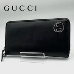 美品 GUCCI 長財布 レザー スタッズ インターロッキング GG ロゴ 黒のサムネイル