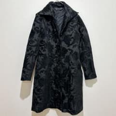 ☘️ Desigual 【L】 ブラック 総柄ジャガード ロングコート 輸入古着 