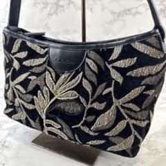 GIULIAN ジリアン 刺繍ジャガード×PUレザー ミニ セミショルダーバッグ 
