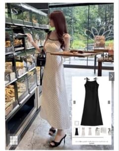 ドット柄ショルダーリボンキャミワンピースのサムネイル
