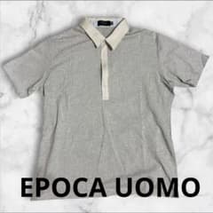 EPOCA UOMO Short-Sleeve Polo Shirt, Striped, Gray, Size 50 (XL), Made in Japan