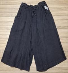 cheer 札幌 麻 ダブルガーゼ ガウチョパンツ 墨黒のサムネイル