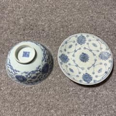 染付 纏枝蓮文 碗・皿セット 中国古玩 骨董品 - メルカリ