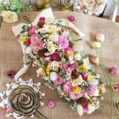 縦長 スワッグ 春の森のお花畑❤ ドライフラワーのサムネイル