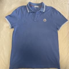 モンクレール MONCLER ポロシャツ L ブルー 美品 ロゴワッペン国内正規 