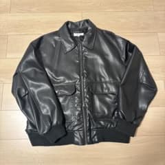 MONO-MART ブラック 合成皮革ジャケット M 流行りのダブルジップのサムネイル