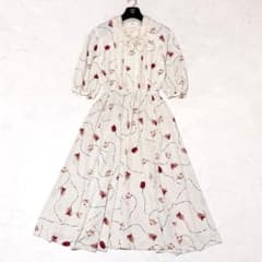 美品✨ インゲボルグ　フレア　ロングワンピース　ドット　チューリップ　フリル 美品✨ インゲボルグ フレア ロングワンピース ドット チューリップ