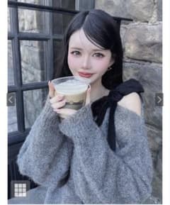 GRL ベロアリボンワンショルダーニットトップスのサムネイル