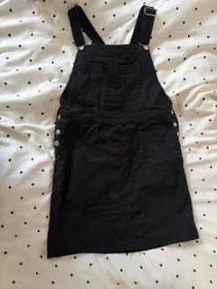 【美品】ミニ丈スカートサロペット　つなぎ　黒のサムネイル