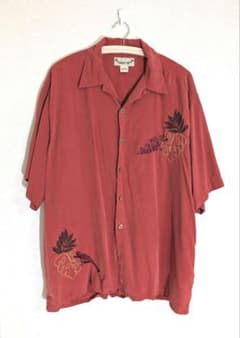 [Paradise Coves] シルク100%アロハシャツ ソフトな赤のサムネイル
