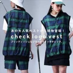 美品＊ANTIQUA GOLF×STCH＊ブラックウォッチチェック ベスト 緑 - メルカリ