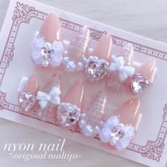 【現品】ネイルチップ ガーリー チェック ツイード オーダー オタ活 推し活のサムネイル