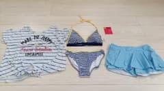 Trico Studio Women's Bikini Swimsuit 4-Piece Set, Striped Pattern, Brand New