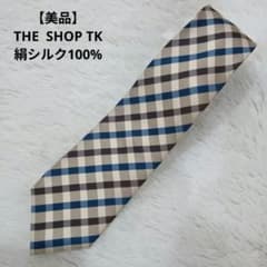 【美品】THE SHOP TK ネクタイ チェック柄 ベージュ ブルーのサムネイル