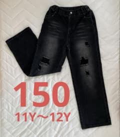 b*e様 キッズデニム　ウエストゴム　黒　11Y〜12Yのサムネイル