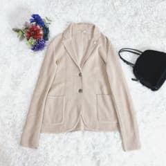 美品✨ラルディーニ ニットジャケット 38 コットン100% ブートニエール 花 美品✨ラルディーニ ニットジャケット 38 コットン100% ブートニエール