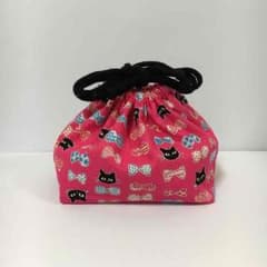 送料込☆黒猫弁当袋☆女の子用のサムネイル