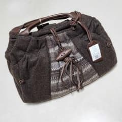 トライオン ウール×牛革 バッグ チョコ - メルカリ