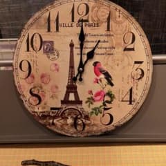 壁掛け時計 ウォールクロック　パリ　エッフェル塔　花柄　幾何学模様のサムネイル