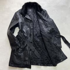 希少LLサイズ バーバリーブラックレーベル レザーコート キルティング