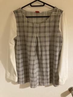 グレー チェック 授乳服 トップスのサムネイル