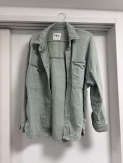 ZARA グリーンデニムジャケット　Sのサムネイル