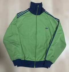 超希少70s 80s アディダス デサント ジャージ 4号黄緑 ネイビー 古着