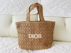 DIOR ストロー素材 刺繍トートバッグ ノベルティ 新品 かごバッグ