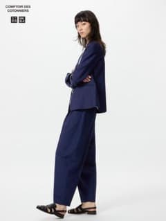 UNIQLO リネンブレンドバルルレッグパンツ XL 68 BLUEのサムネイル