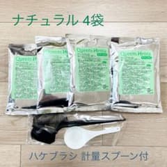 クィーンズヘナ クィーンズナチュラル4袋 ハケ付きクシ、計量スプーン付きのサムネイル