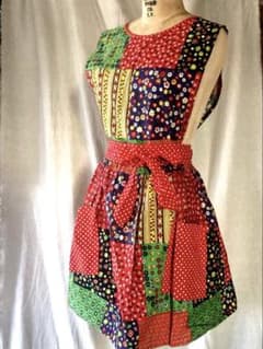 USA 60s ビンテージ パッチワークエプロン ワンピース エプロンドレス