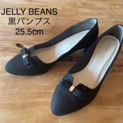 【JELLY BEANS 】1度のみ使用　黒パンプス　25.5cmのサムネイル